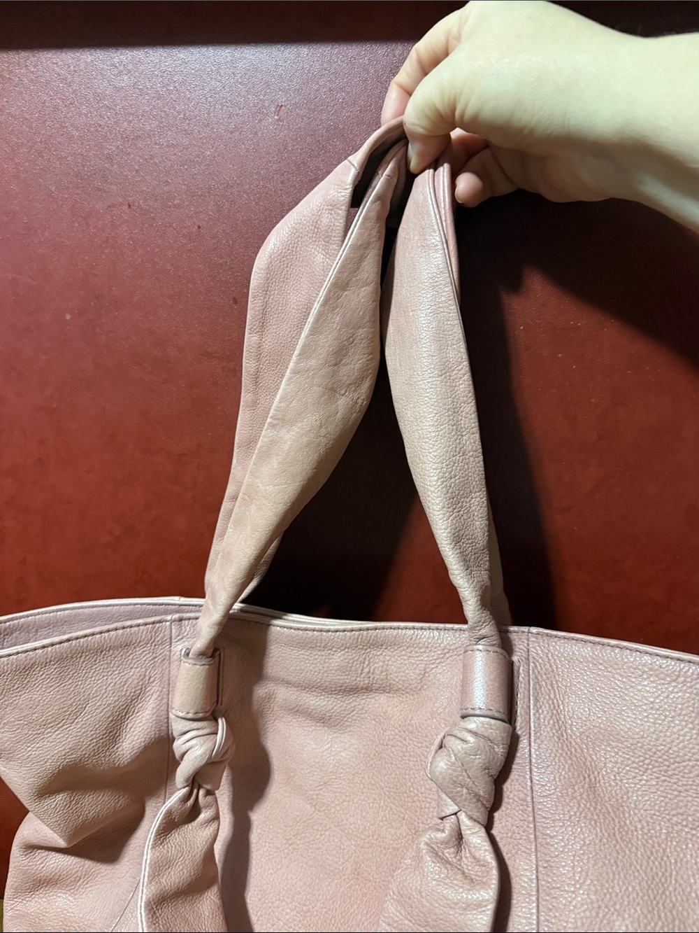 Frye Blush Pink Leather Tote with Knotted Straps - Picture 4 of 4